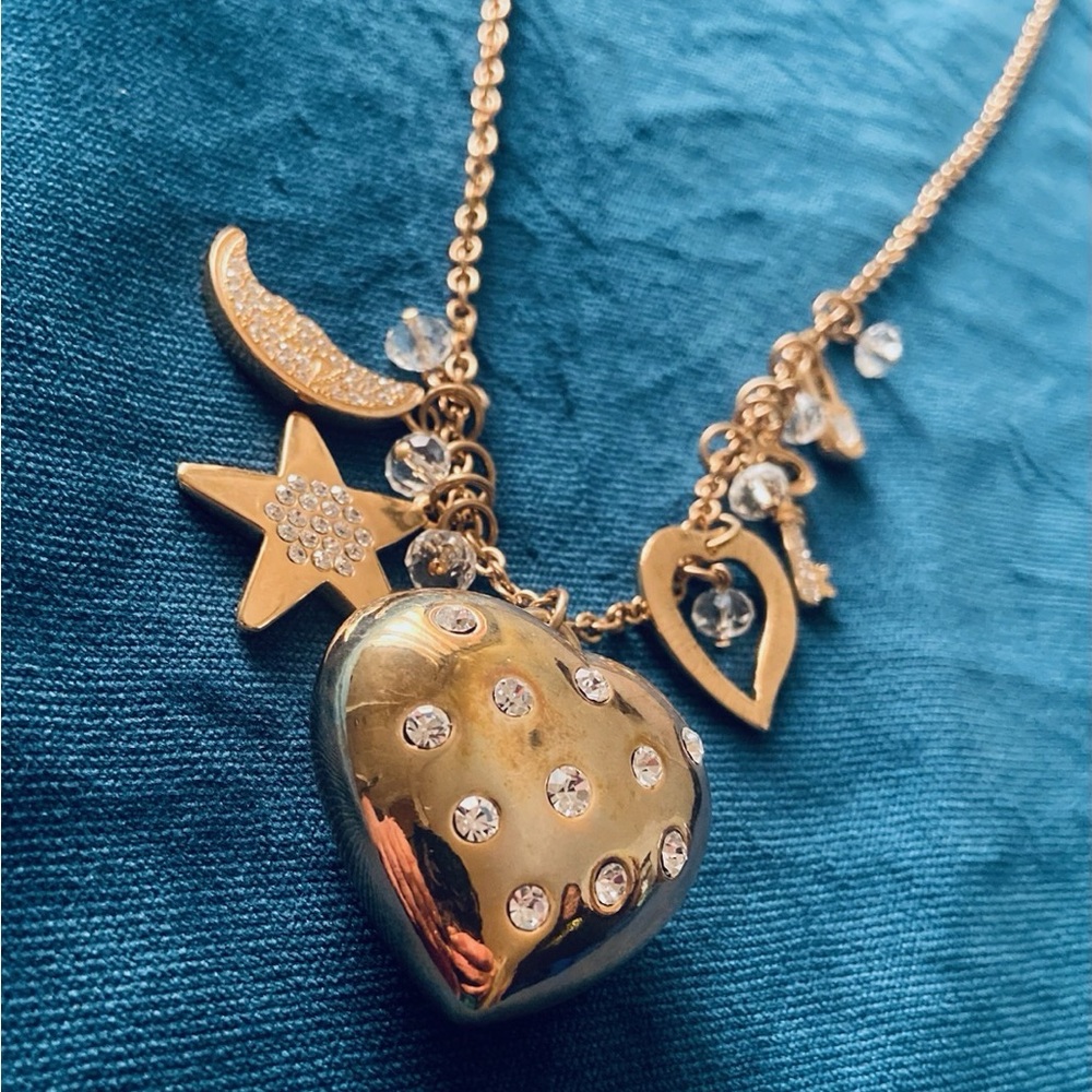 Gold Heart and Star Charm Necklace